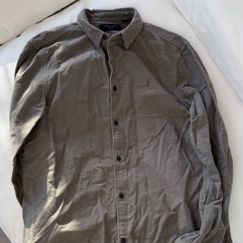 All Saints Green Lightweight Shirt Jacket